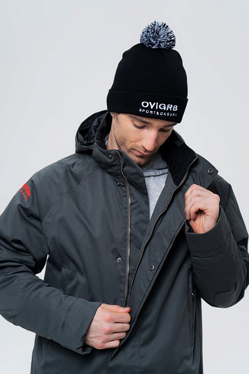 Пальто с капюшоном серое  